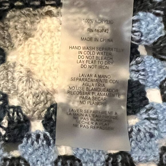 Capri Crochet Squares Open Cardigan, Navy, M - Picture 4 of 10